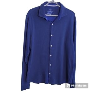 Tailorbyrd Men's Soft Cotton Cobalt and Navy Long Sleeve Collared‎ Shirt X-Large